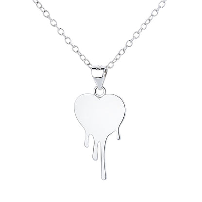 Sterling Silver Dripping Heart Pendant Necklace - RUN THE STREETS COLLABORATIVE