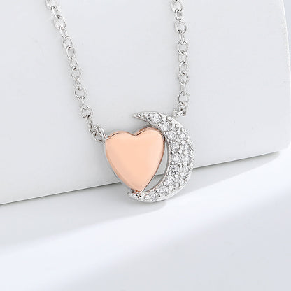 Two Tone and 18K Rose Gold Heart and Moon with Crystals - RUN THE STREETS COLLABORATIVE