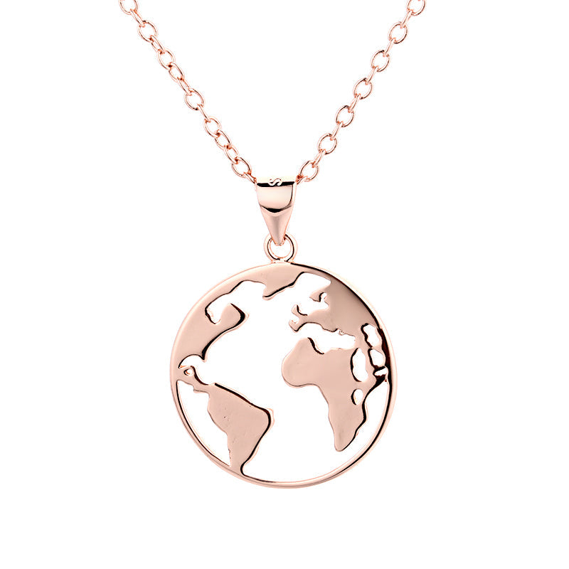 Sterling Silver And Rose Gold World Pendant Necklaces - RUN THE STREETS COLLABORATIVE