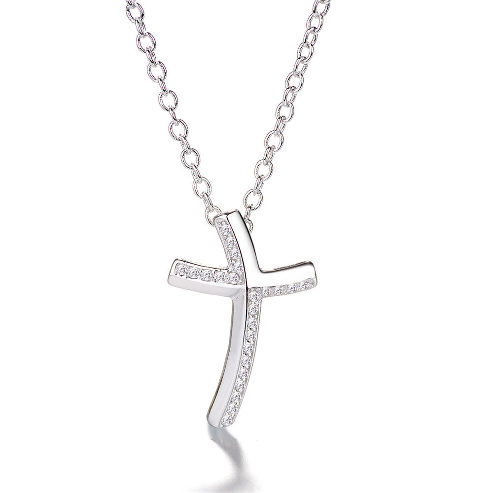 Sterling Silver & Cubic Zirconia Cross Necklace - RUN THE STREETS COLLABORATIVE