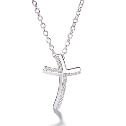 Sterling Silver & Cubic Zirconia Cross Necklace - RUN THE STREETS COLLABORATIVE