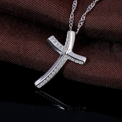 Sterling Silver & Cubic Zirconia Cross Necklace - RUN THE STREETS COLLABORATIVE