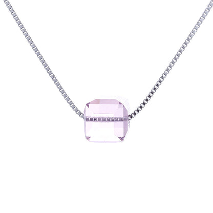 Sterling Silver Cube Pendant Necklace With Swarovski Crystals - RUN THE STREETS COLLABORATIVE