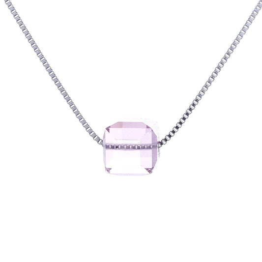 Sterling Silver Cube Pendant Necklace With Swarovski Crystals - RUN THE STREETS COLLABORATIVE