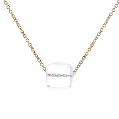 Sterling Silver Cube Pendant Necklace With Swarovski Crystals - RUN THE STREETS COLLABORATIVE