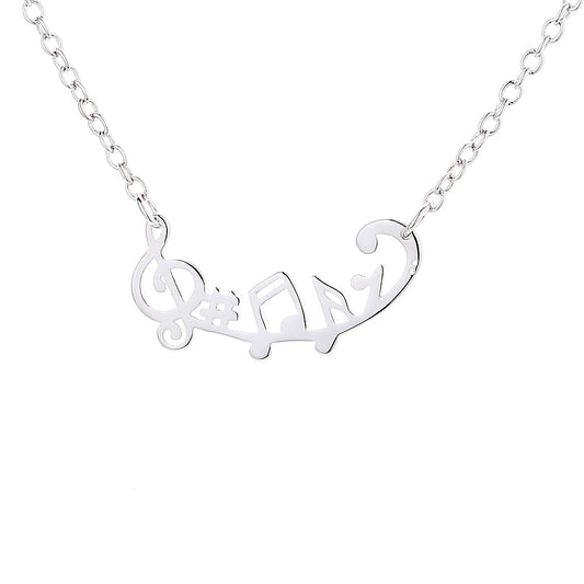 Sterling Silver Musical Notes Necklace - RUN THE STREETS COLLABORATIVE