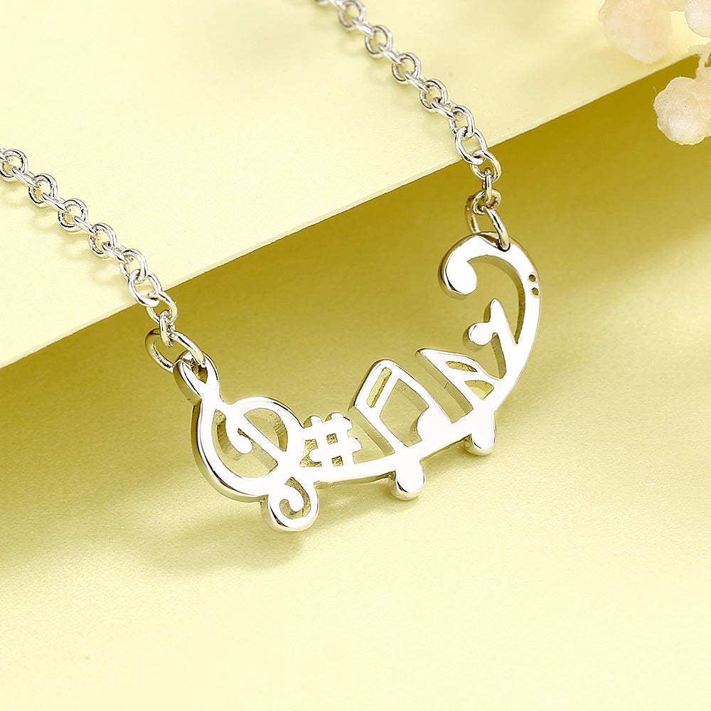 Sterling Silver Musical Notes Necklace - RUN THE STREETS COLLABORATIVE