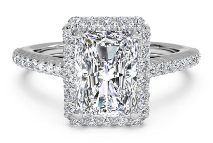 Halo Engagement Ring with Crystals in 18K White Gold - RUN THE STREETS COLLABORATIVE