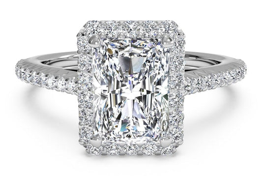 Halo Engagement Ring with Crystals in 18K White Gold - RUN THE STREETS COLLABORATIVE