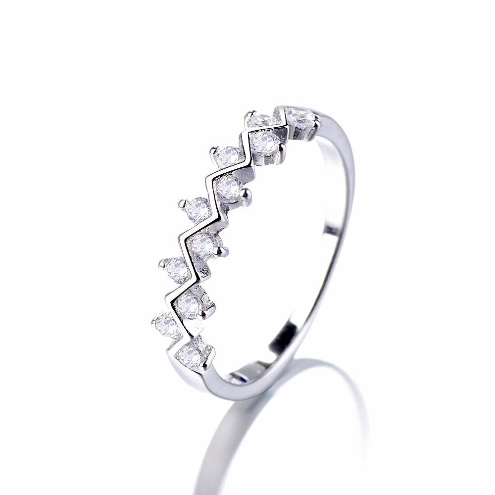Sterling Silver Two Row Zig Zag Ring with Swarovski Crystals - RUN THE STREETS COLLABORATIVE