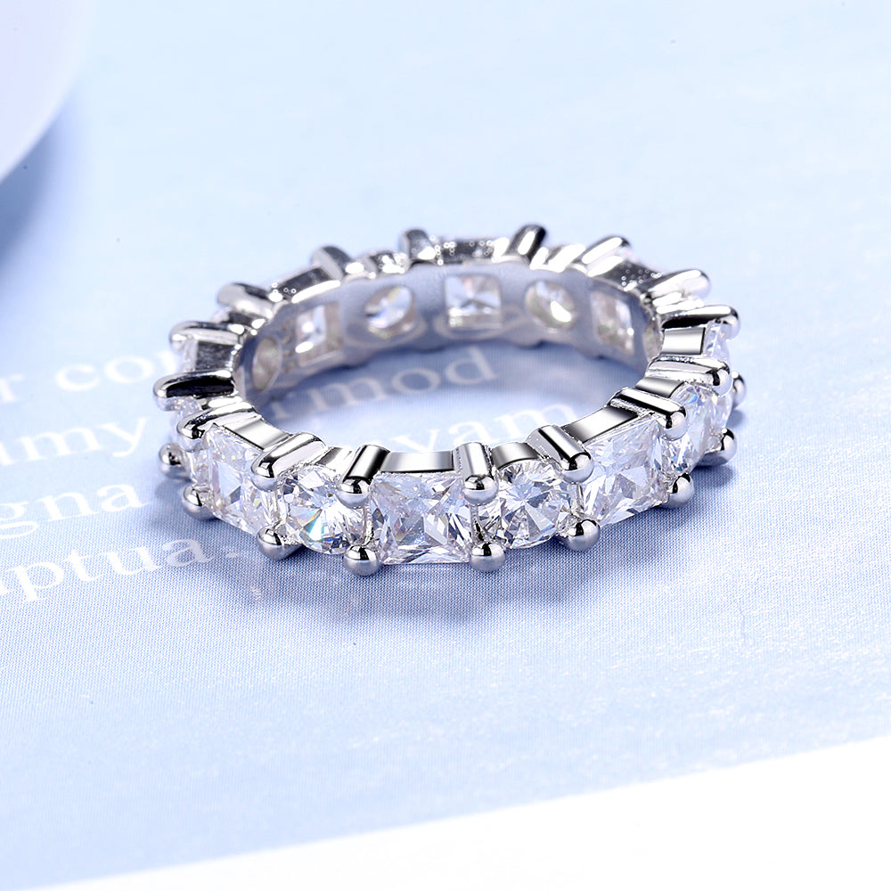 Sterling Silver Round & Square Eternity Ring With Swarovski - RUN THE STREETS COLLABORATIVE