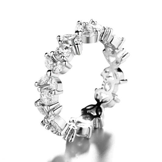 Sterling Silver Flower Ring with crystals from Swarovski - RUN THE STREETS COLLABORATIVE