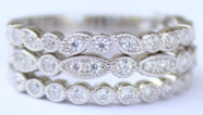 18K White Gold Milgrain Eternity Band Set with Swarovski - RUN THE STREETS COLLABORATIVE