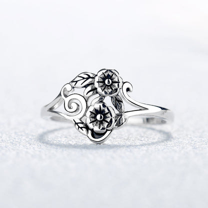 Sterling Silver Adjustable Artisan Wild Flower Ring - RUN THE STREETS COLLABORATIVE