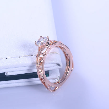 14k Rose Gold Filigree Engagement Ring with crystals from Swarovski - RUN THE STREETS COLLABORATIVE