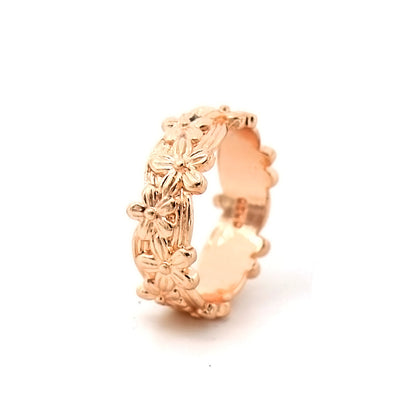 14K Rose Gold Flower Band Ring - RUN THE STREETS COLLABORATIVE