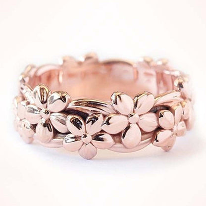 14K Rose Gold Flower Band Ring - RUN THE STREETS COLLABORATIVE