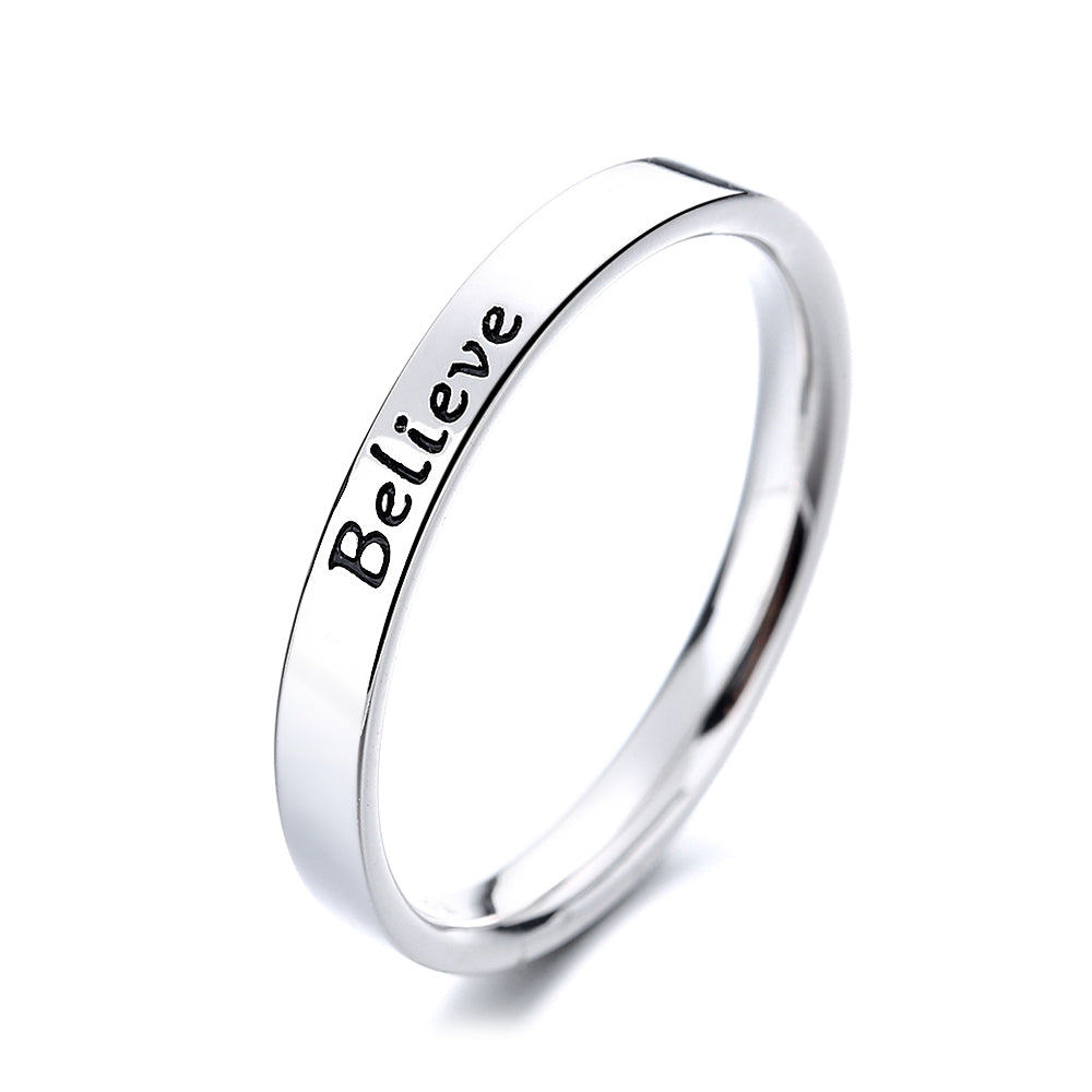 Sterling Silver 'Believe' Band Ring - RUN THE STREETS COLLABORATIVE