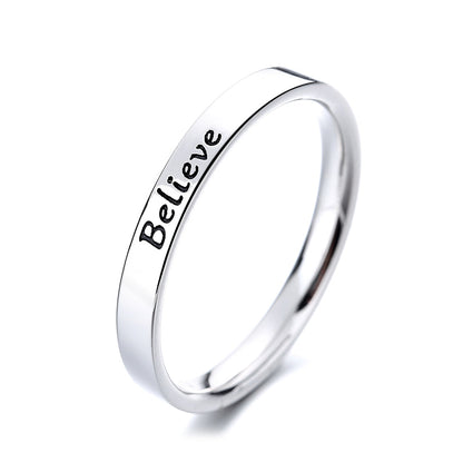 Sterling Silver 'Believe' Band Ring - RUN THE STREETS COLLABORATIVE