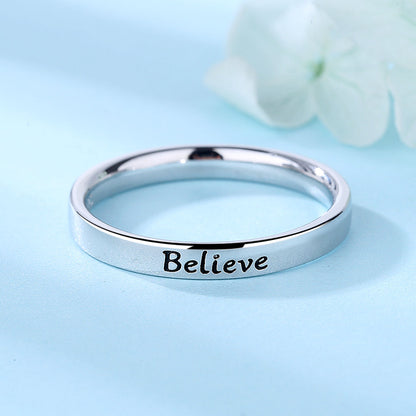 Sterling Silver 'Believe' Band Ring - RUN THE STREETS COLLABORATIVE