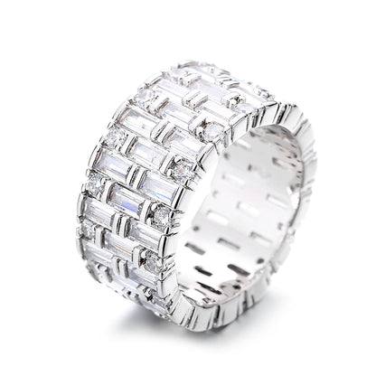 14k White Gold Baguette and Brilliant Cut Crystal Eternity Band Ring - RUN THE STREETS COLLABORATIVE