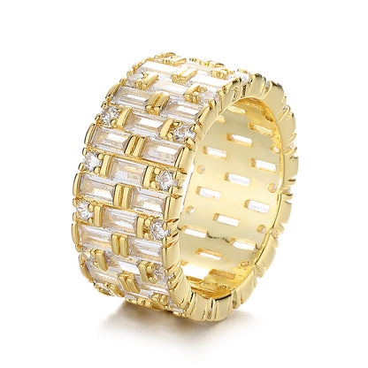 14k White Gold Baguette and Brilliant Cut Crystal Eternity Band Ring - RUN THE STREETS COLLABORATIVE