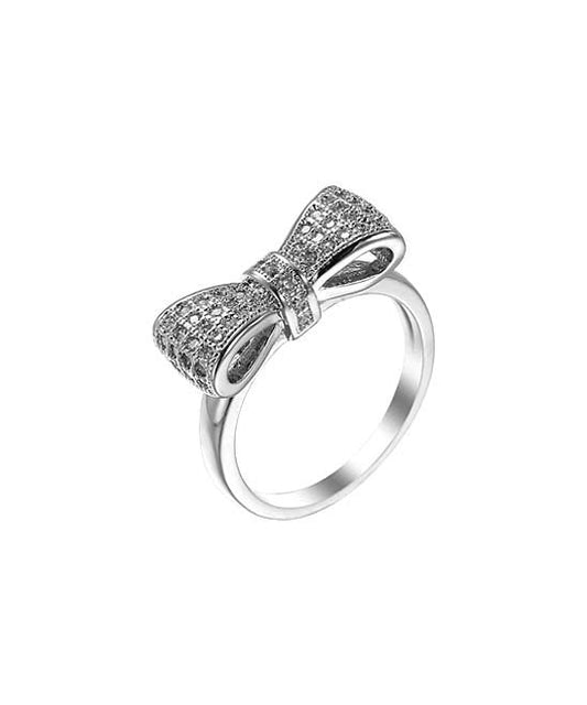 Sterling Silver Bow-Ring with Crystals - RUN THE STREETS COLLABORATIVE