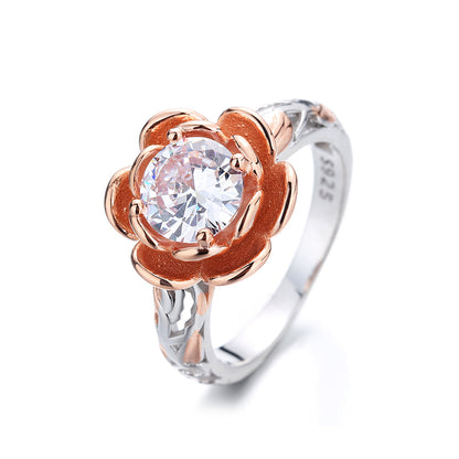 14K Gold over Sterling Silver Floral Ring with crystals from Swarovski - RUN THE STREETS COLLABORATIVE