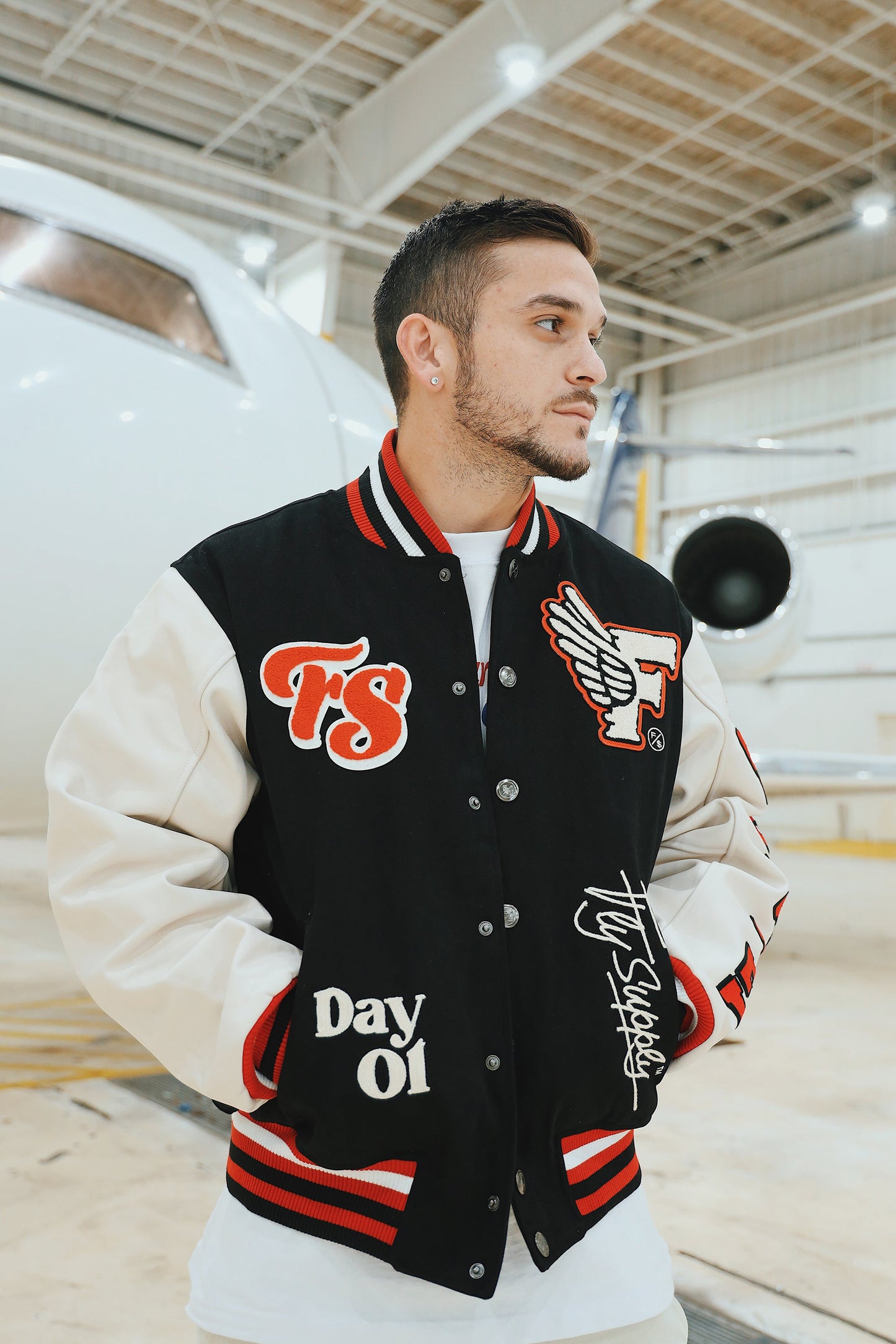 Manifest Varsity Jacket (Black) - RUN THE STREETS COLLABORATIVE