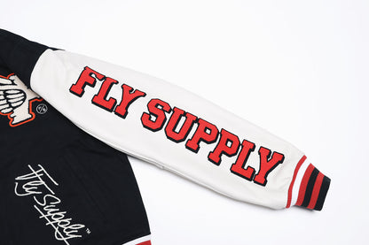 Manifest Varsity Jacket (Black) - RUN THE STREETS COLLABORATIVE