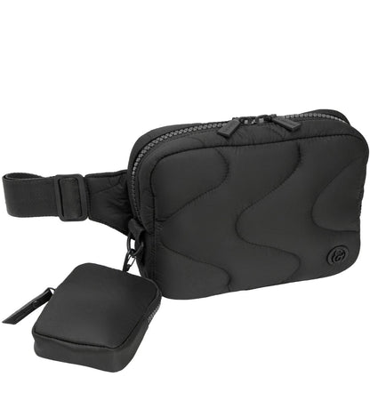 Joan & David Wave Puffer Quilted Nylon Passport Sling Bag - RUN THE STREETS COLLABORATIVE