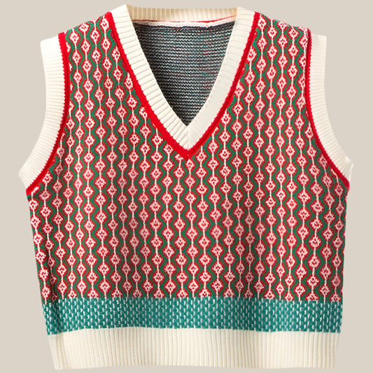 Geometric Stripes Knitted Vest - RUN THE STREETS COLLABORATIVE
