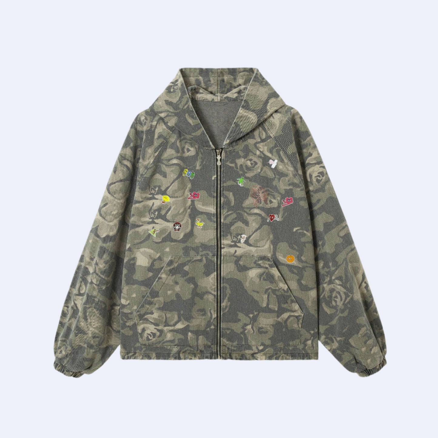 Olive Green Camouflage Zip Hoodie - RUN THE STREETS COLLABORATIVE