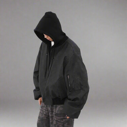 Faded Mocha Bomber Hoodie Jacket - RUN THE STREETS COLLABORATIVE