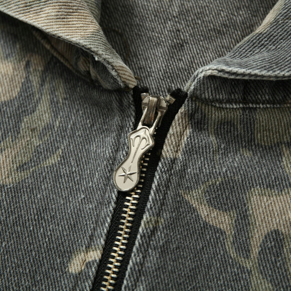 Olive Green Camouflage Zip Hoodie - RUN THE STREETS COLLABORATIVE