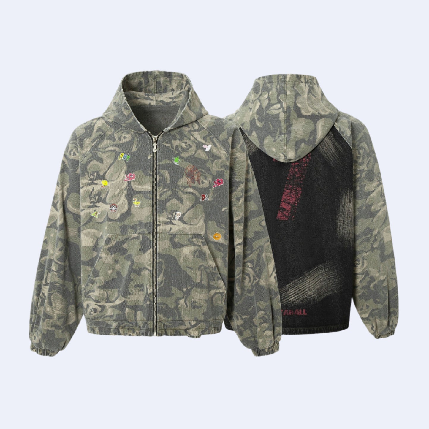 Olive Green Camouflage Zip Hoodie - RUN THE STREETS COLLABORATIVE