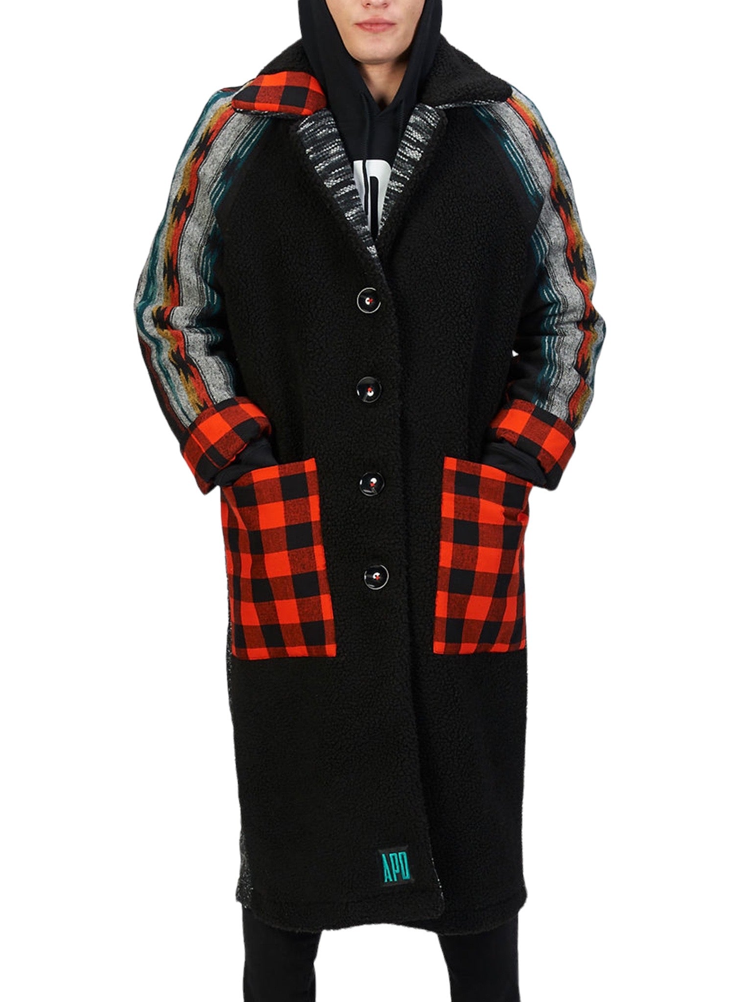 Trench Coat in Wool and Patchwork - RUN THE STREETS COLLABORATIVE