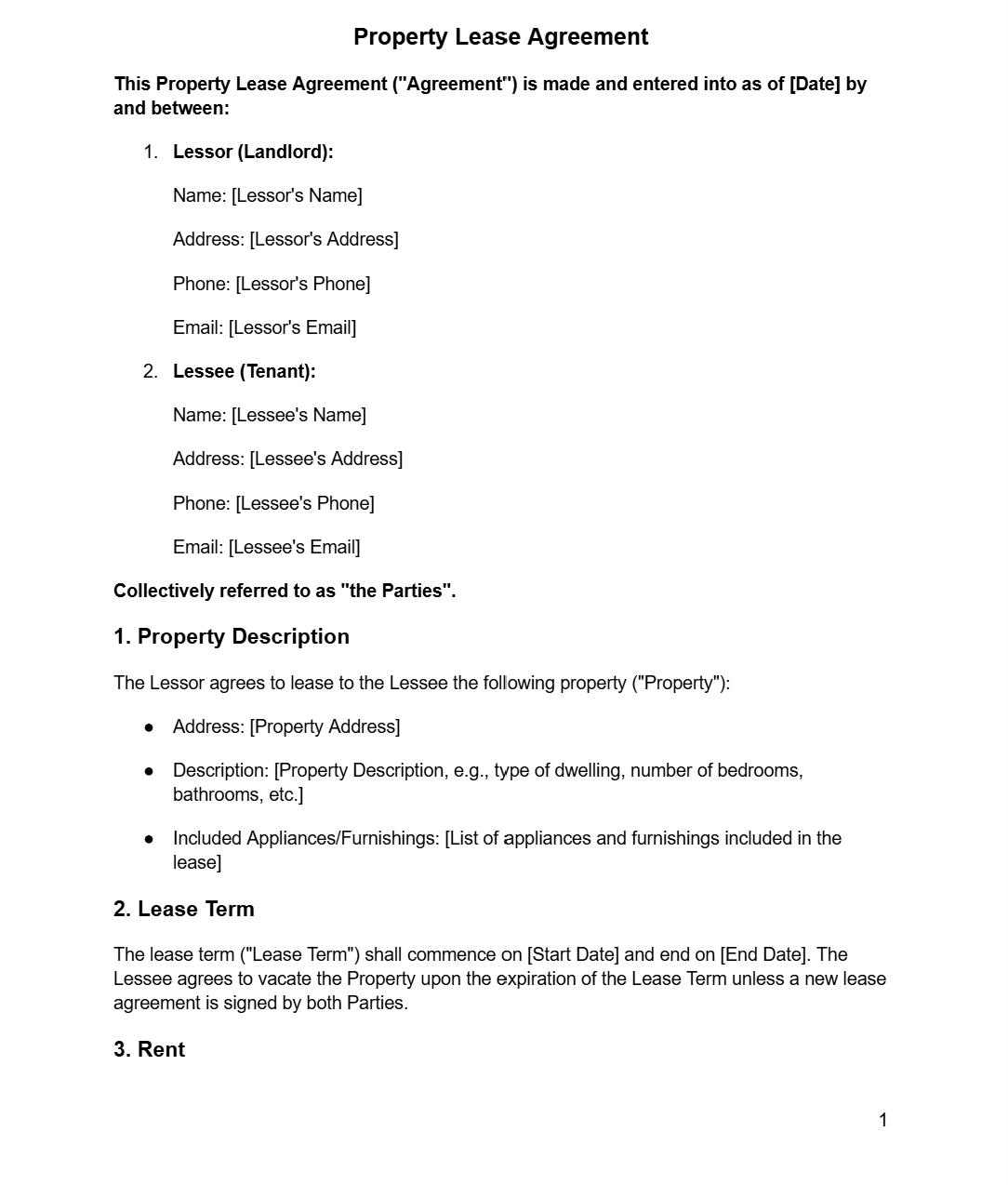 Property Lease Agreement - RUN THE STREETS COLLABORATIVE