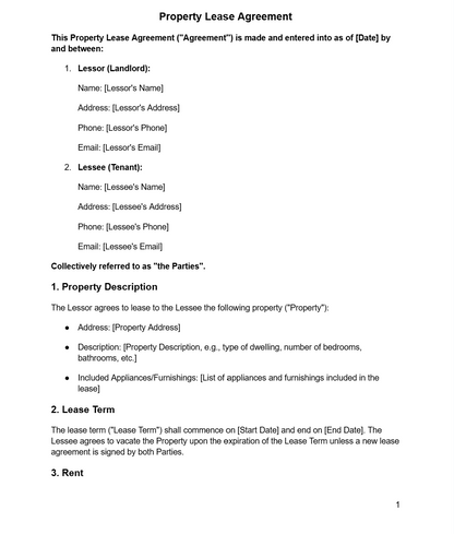 Property Lease Agreement - RUN THE STREETS COLLABORATIVE