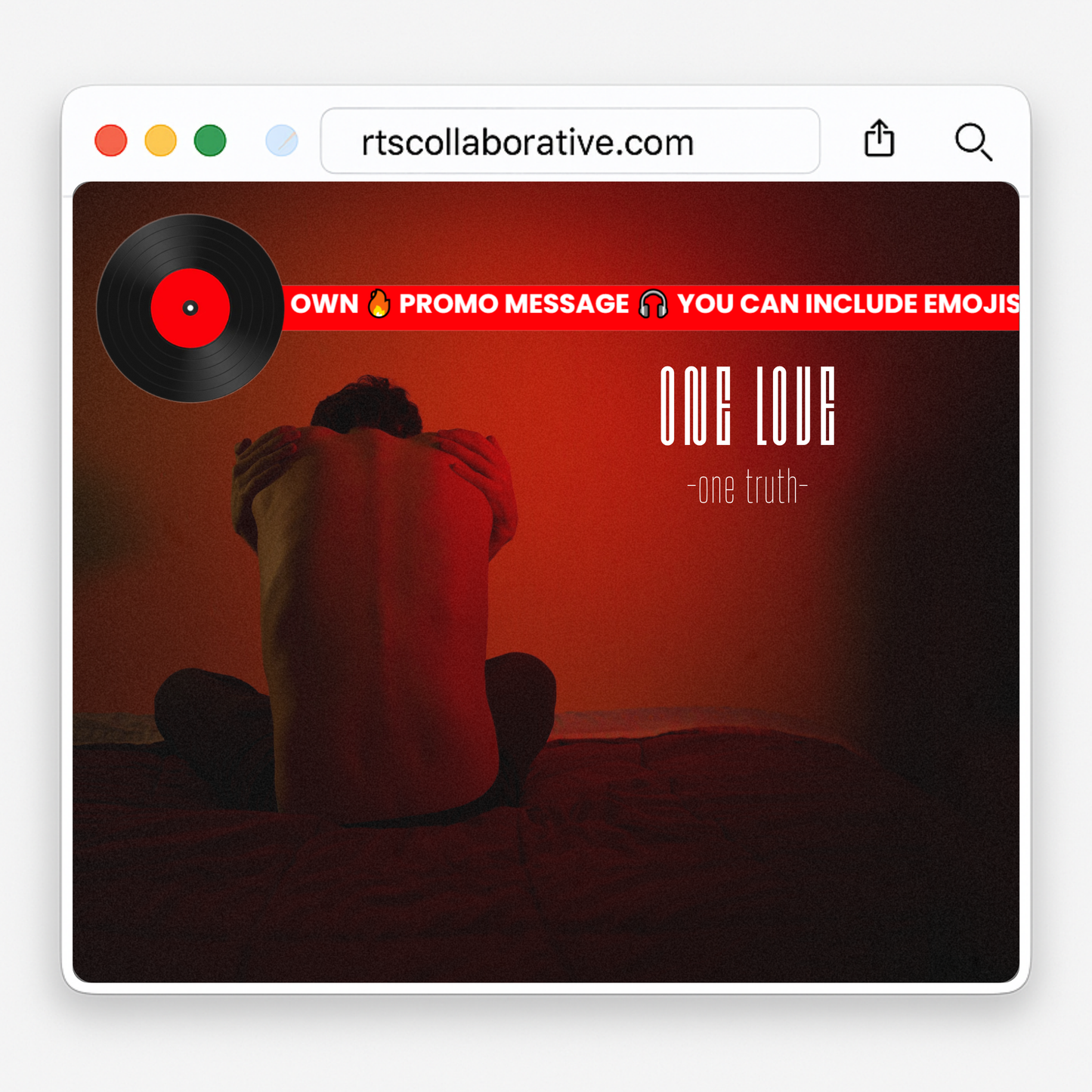 Red Spinning Disc Scrolling Text Banner