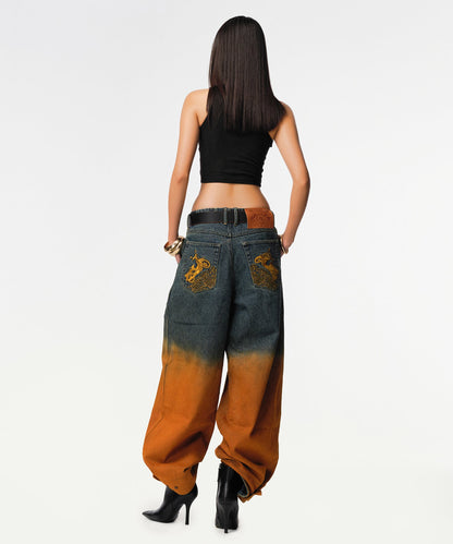 Rusted Ombre Gemyny Horseshoe Jeans - RUN THE STREETS COLLABORATIVE