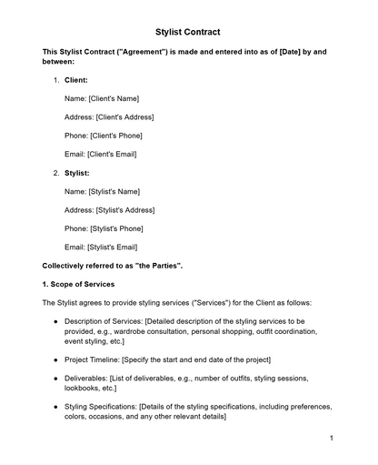 Stylist Contract - RUN THE STREETS COLLABORATIVE