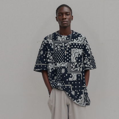 Paisley Patchwork Oversized Tee - RUN THE STREETS COLLABORATIVE