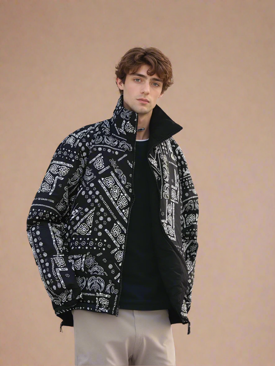 Double-Sided Bandana Puffer Jacket - RUN THE STREETS COLLABORATIVE