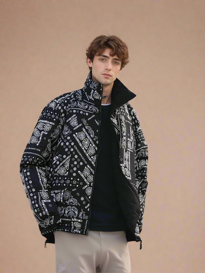Double-Sided Bandana Puffer Jacket - RUN THE STREETS COLLABORATIVE
