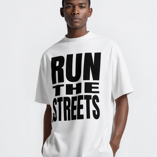 Run The Streets Creed Organic Oversized High Neck T-Shirt