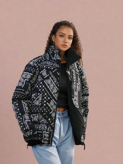 Double-Sided Bandana Puffer Jacket - RUN THE STREETS COLLABORATIVE