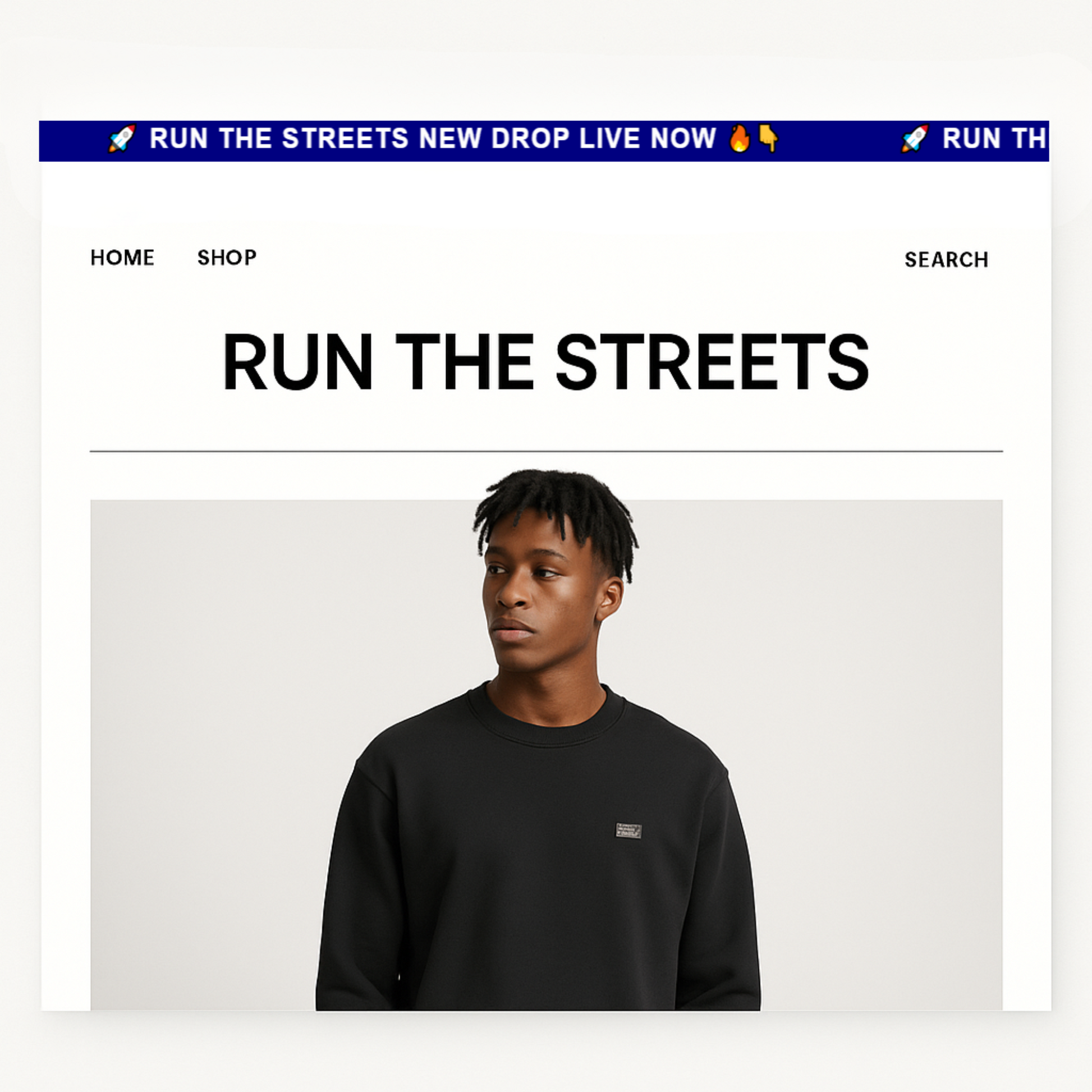 Blue Scrolling Text Bar - RUN THE STREETS COLLABORATIVE