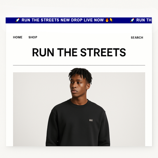 Blue Scrolling Text Bar - RUN THE STREETS COLLABORATIVE