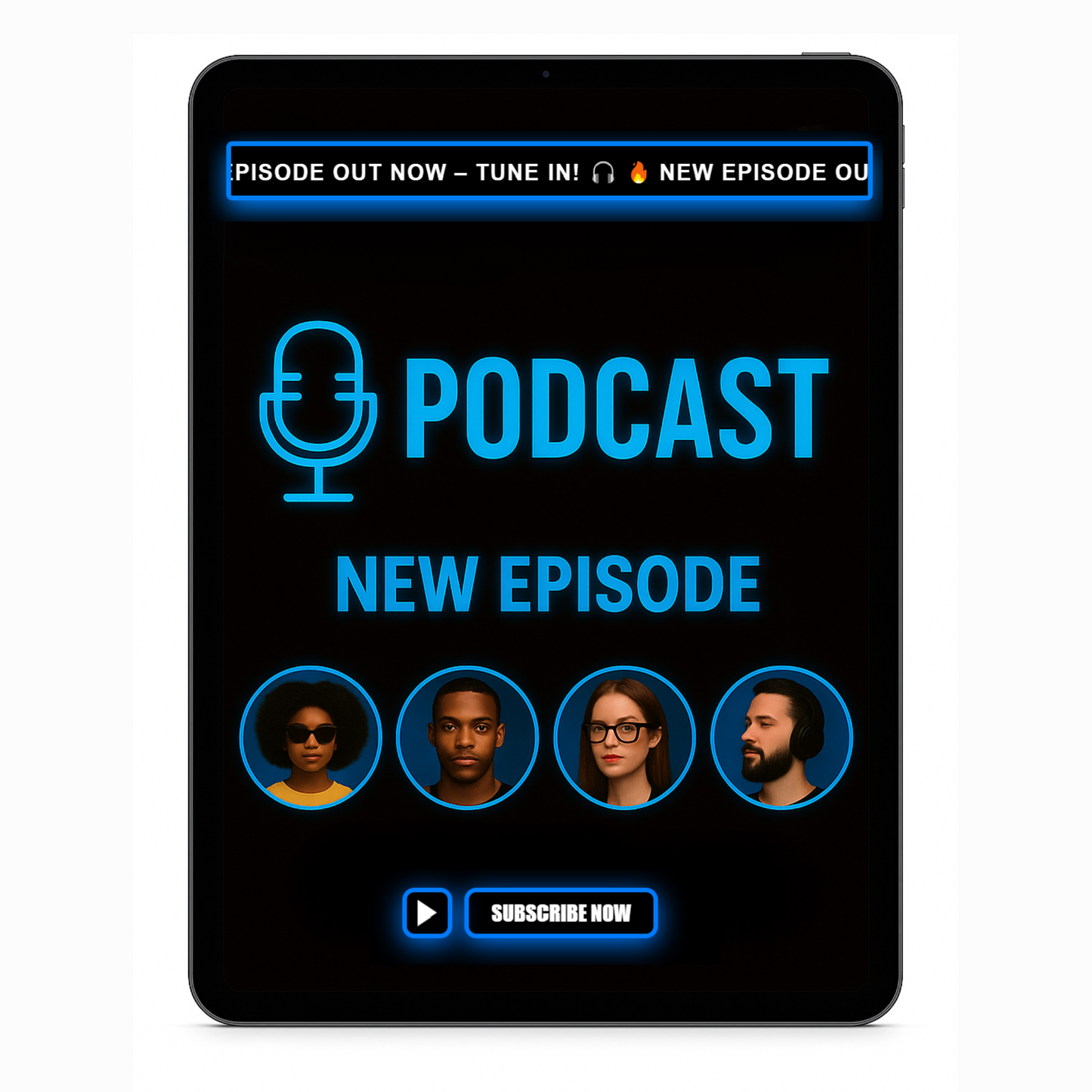 Blue Neon Outline Glow Subscribe Now Button - RUN THE STREETS COLLABORATIVE